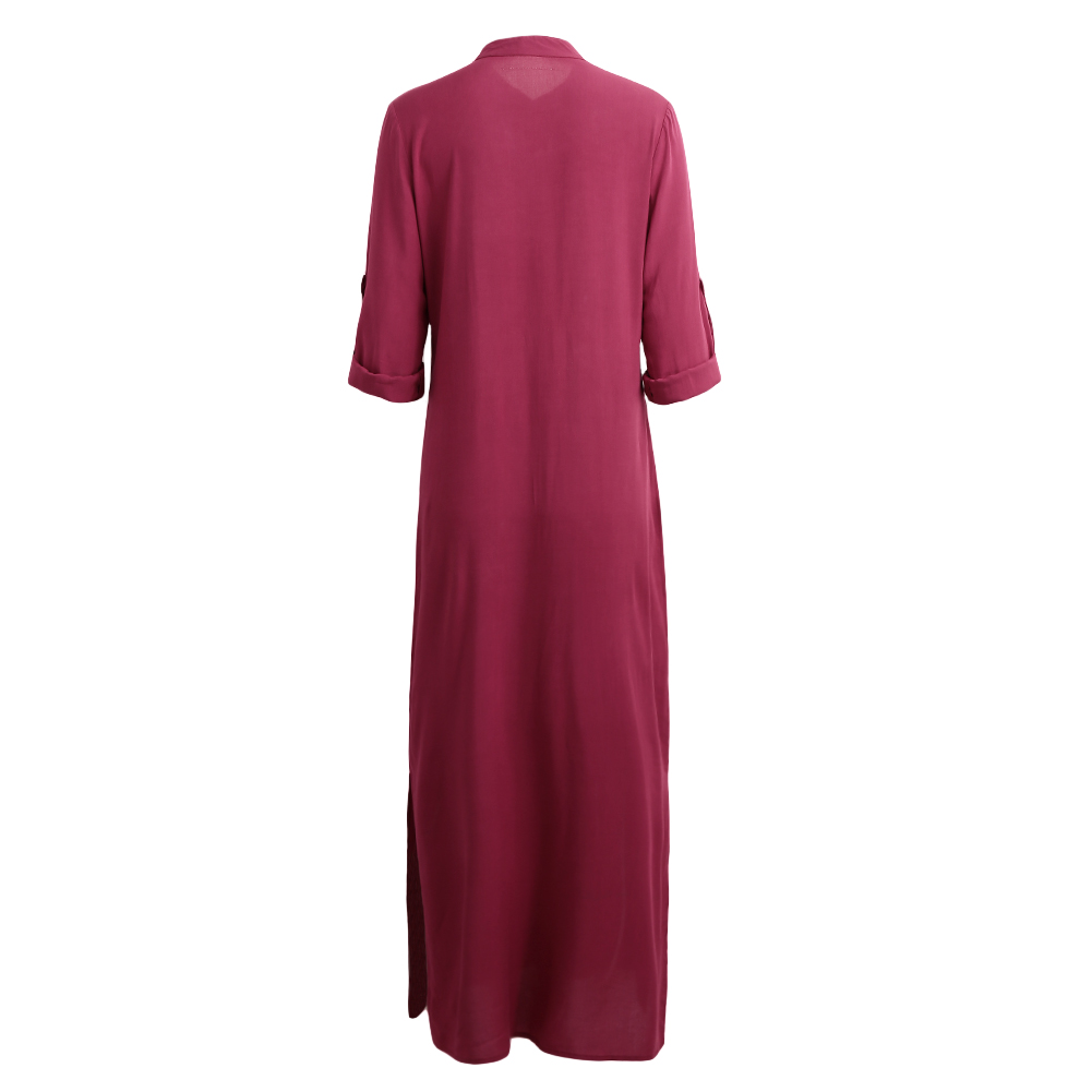 2021 High quality 5XL Plus Size Spring Fashion Women Sexy Casual Shirt Dress Long Sleeve Deep V Neck Split Long Dress