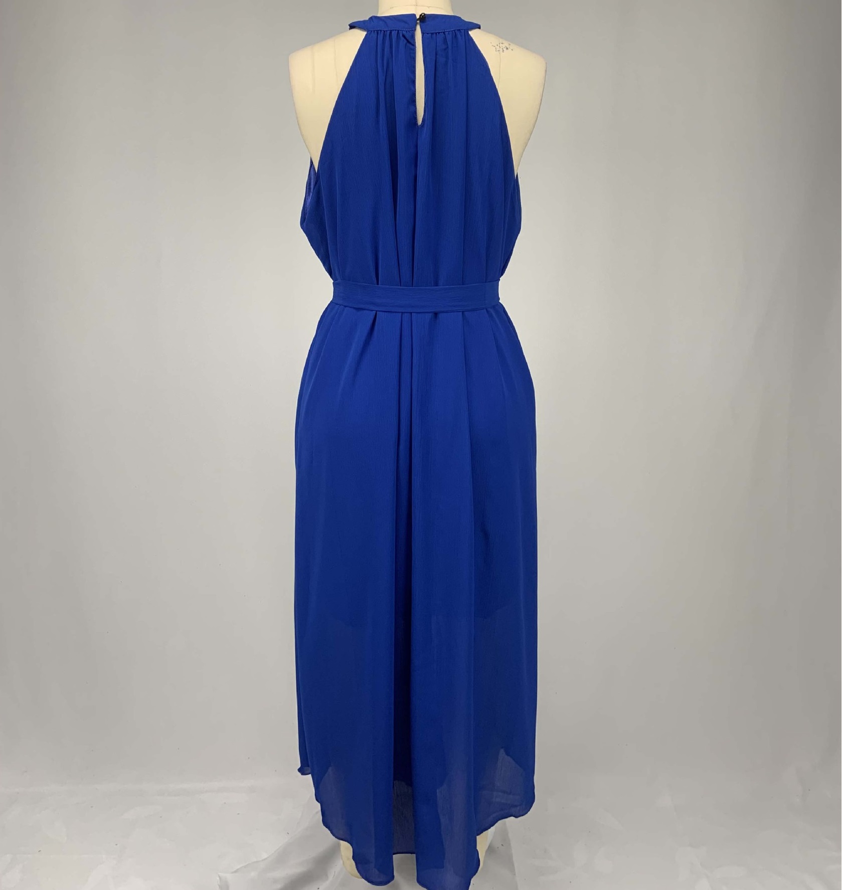 High quality Plus Size Womens dress Summer Solid Color Pleated Chiffon Sleeveless Belted Maxi party Dress