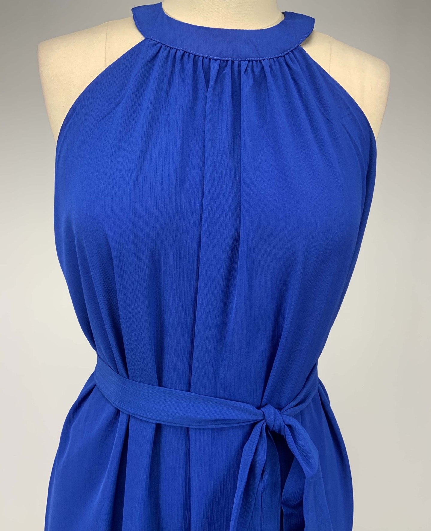 High quality Plus Size Womens dress Summer Solid Color Pleated Chiffon Sleeveless Belted Maxi party Dress