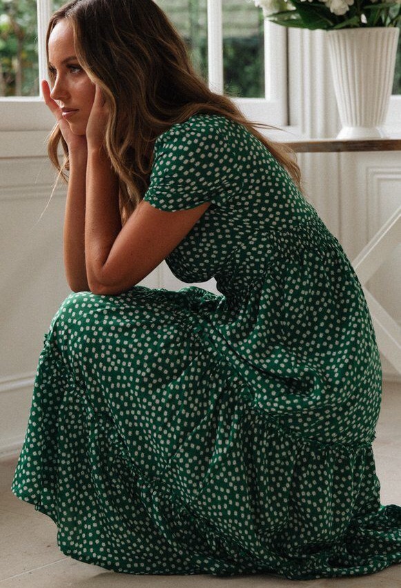 High quality Women Summer Dresses Women Casual Bohemian Short Sleeve Square Neck Wrap Boho Maxi dress