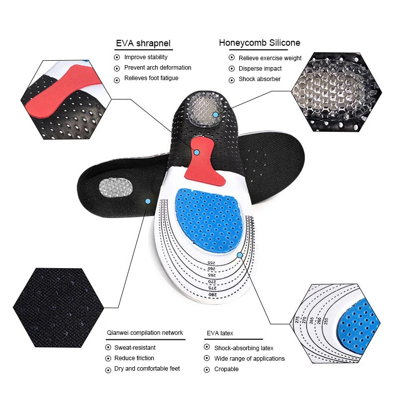 2021 High quality 10 pair Sports Insoles Men's Silicone Shock Absorbent Military Training Insoles Deodorant Shoe Care