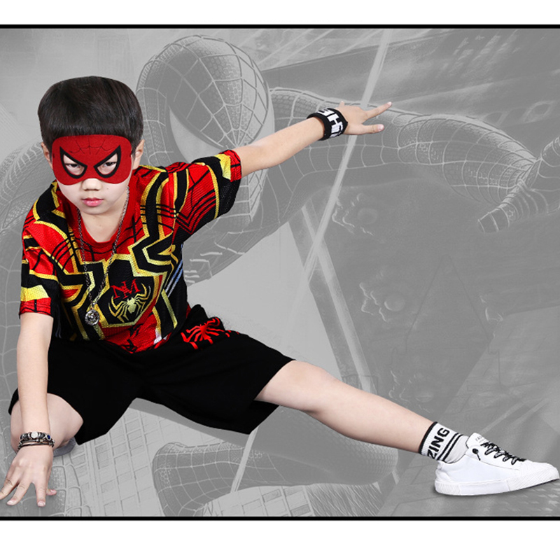 High quality Kids Boys Two-piece Suit Boy's Spider-Man Suits Hero Big Boy Short Sleeve T-shirt Summer suits