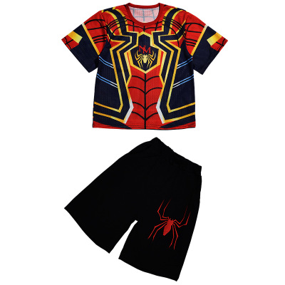 High quality Kids Boys Two-piece Suit Boy's Spider-Man Suits Hero Big Boy Short Sleeve T-shirt Summer suits
