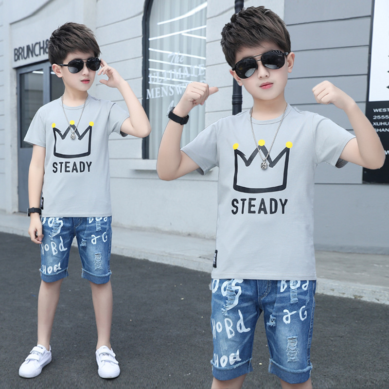 High quality Kids Tracksuit Children Clothing Summer Boys Clothes Short Sleeve Shorts Suits Outfit Teens
