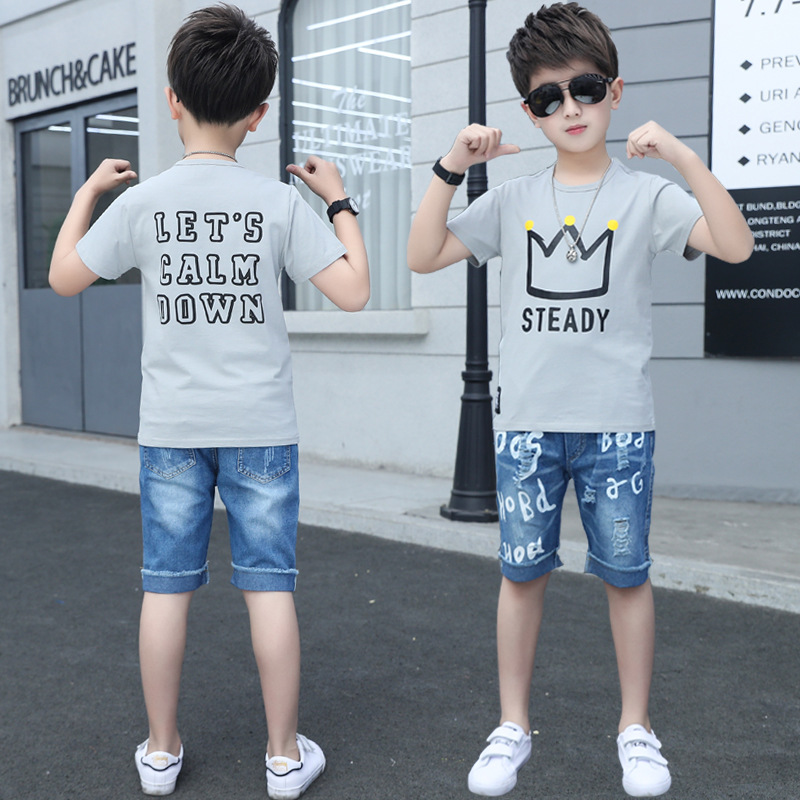 High quality Kids Tracksuit Children Clothing Summer Boys Clothes Short Sleeve Shorts Suits Outfit Teens