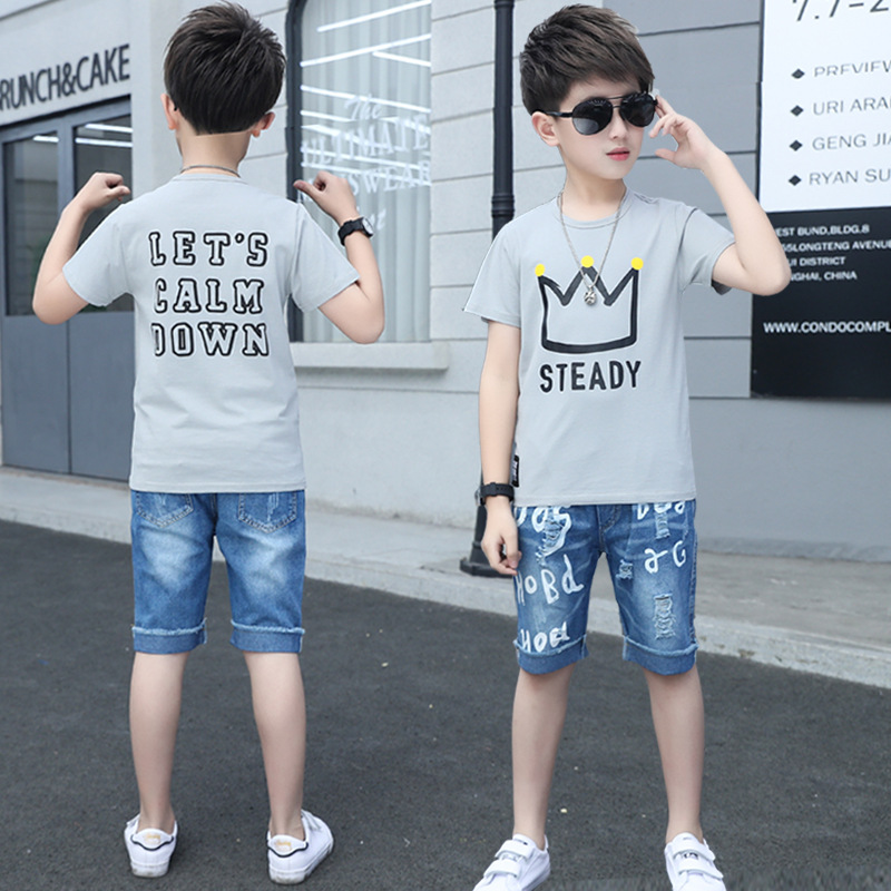 High quality Kids Tracksuit Children Clothing Summer Boys Clothes Short Sleeve Shorts Suits Outfit Teens
