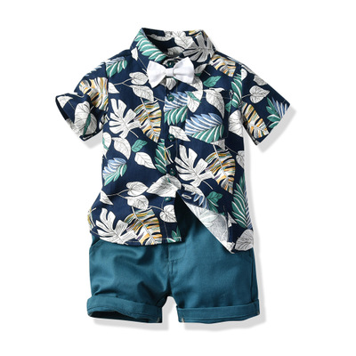 High quality Boy Clothing Sets Summer Kids Boys Clothes Shorts Sleeve Floral 2PCS Outfits Suit Children Clothing