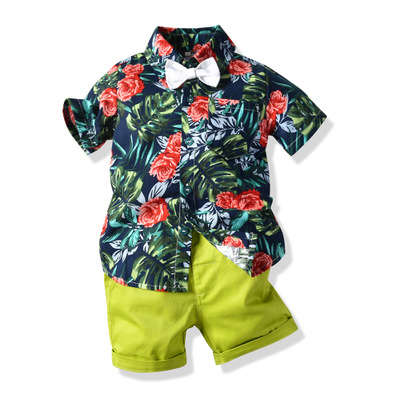 High quality Boy Clothing Sets Summer Kids Boys Clothes Shorts Sleeve Floral 2PCS Outfits Suit Children Clothing