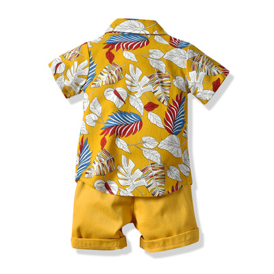 High quality Boy Clothing Sets Summer Kids Boys Clothes Shorts Sleeve Floral 2PCS Outfits Suit Children Clothing