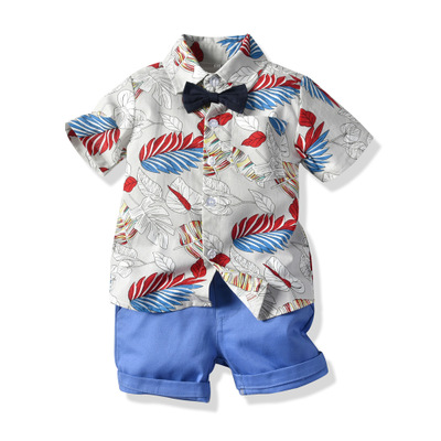 High quality Boy Clothing Sets Summer Kids Boys Clothes Shorts Sleeve Floral 2PCS Outfits Suit Children Clothing