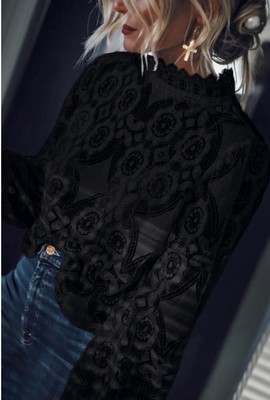 2021 High quality womens lace white shirt spring autumn long sleeve hollow sexy tops female fashion blouse