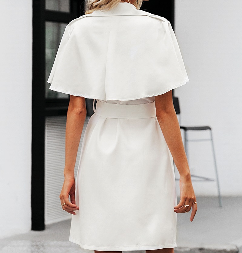 2021 High quality Simplee Solid ruffled sleeve women blazer dresses Elegant sash belt office ladies trench V-neck