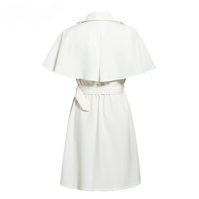 2021 High quality Simplee Solid ruffled sleeve women blazer dresses Elegant sash belt office ladies trench V-neck