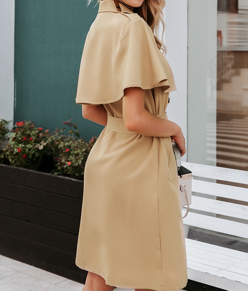 2021 High quality Simplee Solid ruffled sleeve women blazer dresses Elegant sash belt office ladies trench V-neck