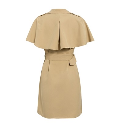 2021 High quality Simplee Solid ruffled sleeve women blazer dresses Elegant sash belt office ladies trench V-neck