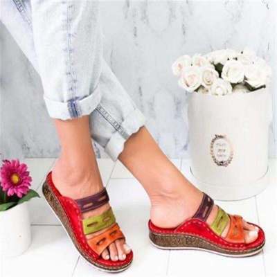 High quality Sandals Stitching Sandals Ladies Open Toe Casual Shoes Platform Wedge Slides Beach Shoes