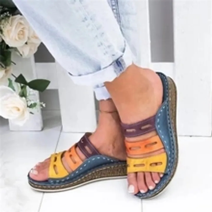 High quality Sandals Stitching Sandals Ladies Open Toe Casual Shoes Platform Wedge Slides Beach Shoes