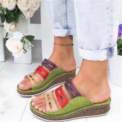 High quality Sandals Stitching Sandals Ladies Open Toe Casual Shoes Platform Wedge Slides Beach Shoes