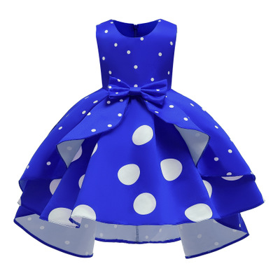2021 High quality New fashion girl dress pot-dot retro children's Princess dress in children's dress