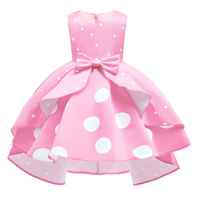 2021 High quality New fashion girl dress pot-dot retro children's Princess dress in children's dress