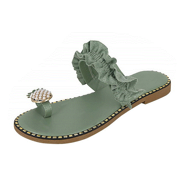 2021 High quality Women Sandals Slippers Shoes Flat Flip Flops String Bead Summer Fashion Wedges Woman Slides Pineapple Lady Casual Mujer