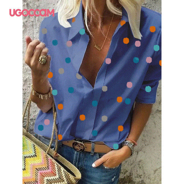 2021 High quality Women Blouses Long Sleeve Autumn Shirt Office Elegant Work Shirt Plus Size Top