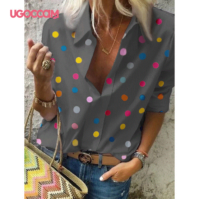 2021 High quality Women Blouses Long Sleeve Autumn Shirt Office Elegant Work Shirt Plus Size Top