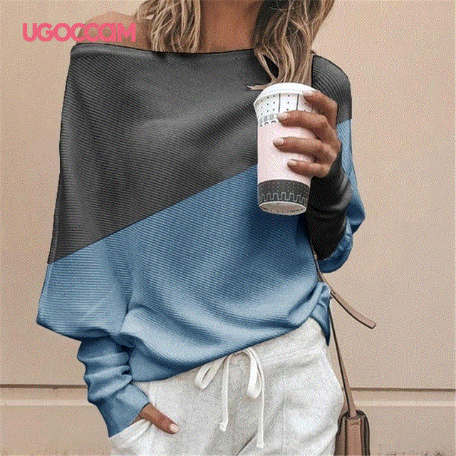 2021 High quality UGOCCAM Sexy Blouse Women Long Sleeve Women Blouses Autumn Loose Women Top Shirts Lady Blouse Shirt Women Shirt Plus Size Blusas