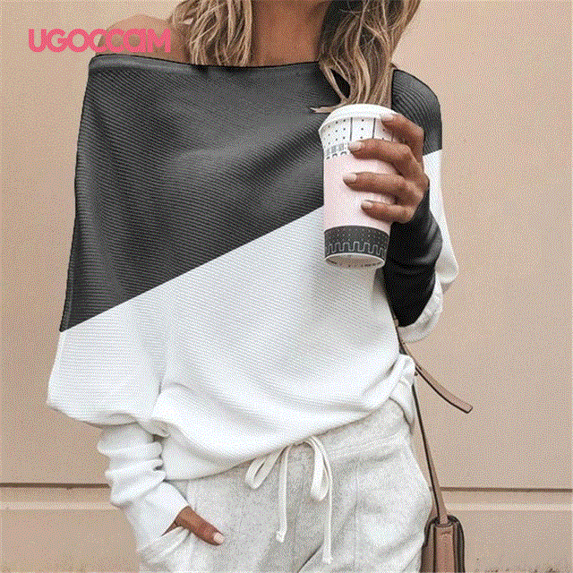 2021 High quality UGOCCAM Sexy Blouse Women Long Sleeve Women Blouses Autumn Loose Women Top Shirts Lady Blouse Shirt Women Shirt Plus Size Blusas