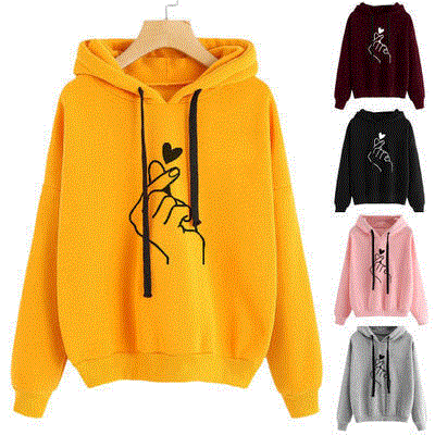 High quality Women Sweatshirt And Hoody Ladies Hooded Love Printed Casual Pullovers Girls Long Sleeve Spring Autumn Winter Striped Plus Size
