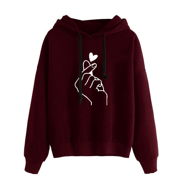 High quality Women Sweatshirt And Hoody Ladies Hooded Love Printed Casual Pullovers Girls Long Sleeve Spring Autumn Winter Striped Plus Size