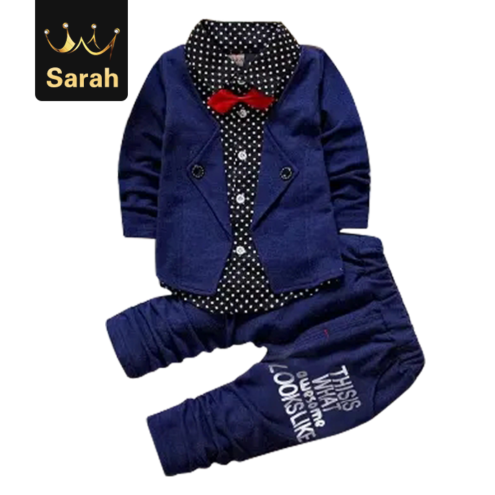 High quality Baby Boys Autumn Casual Clothing Set Baby Kids Button Letter Bow Clothing Sets