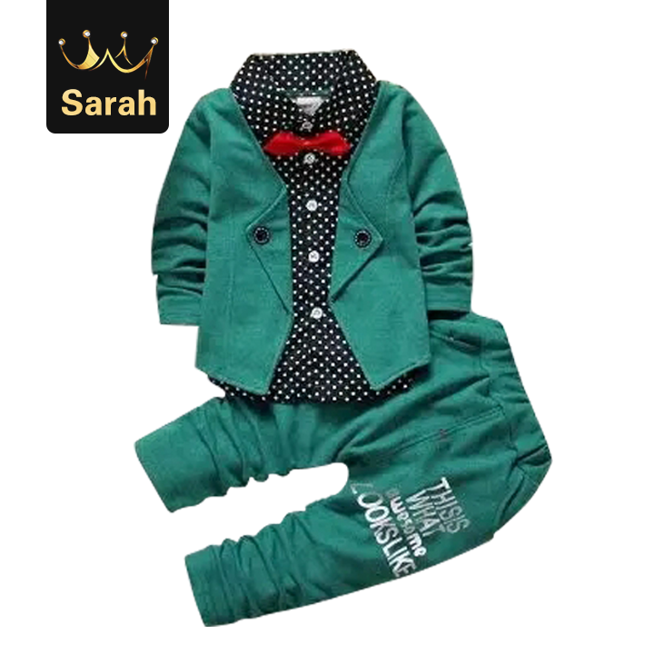 High quality Baby Boys Autumn Casual Clothing Set Baby Kids Button Letter Bow Clothing Sets