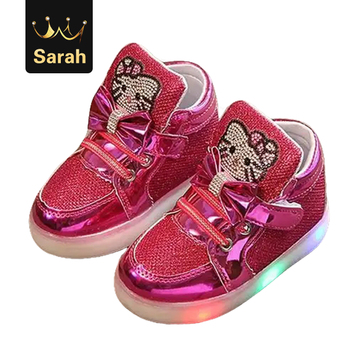 2021 High quality   Black Friday Spring Children's Sneakers Chaussure Hello Kitty Girls Flat Shoe With LED Light