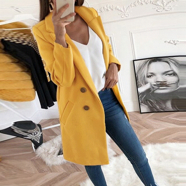 2021 High quality WENYUJH  Blend Wool Overcoat Female Coat Autumn Winter Solid Women Jacket Plus Size 5XL Women's Wool Camel Button Long Coat