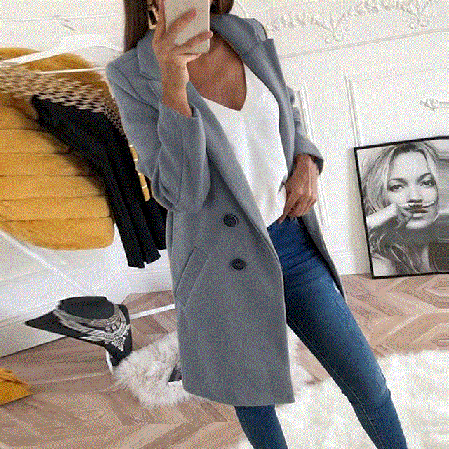 2021 High quality WENYUJH  Blend Wool Overcoat Female Coat Autumn Winter Solid Women Jacket Plus Size 5XL Women's Wool Camel Button Long Coat