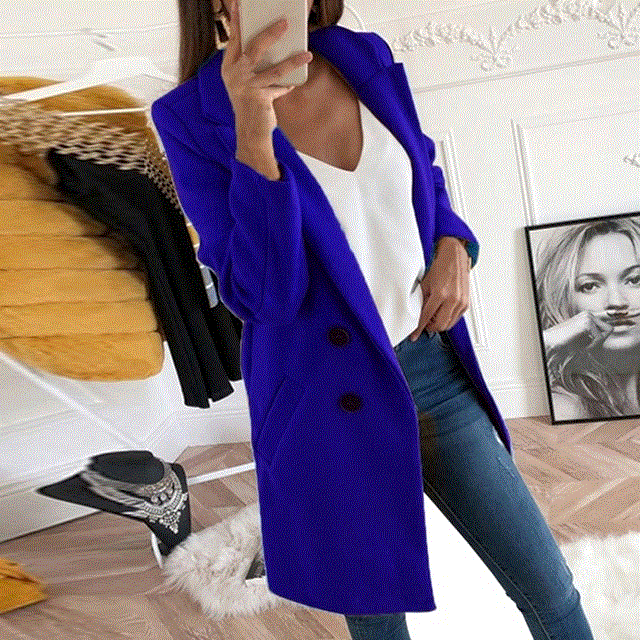 2021 High quality WENYUJH  Blend Wool Overcoat Female Coat Autumn Winter Solid Women Jacket Plus Size 5XL Women's Wool Camel Button Long Coat