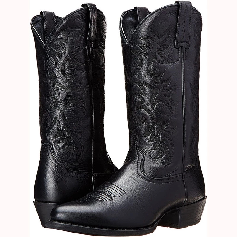 High quality Men Boot  Mid Calf Western Cowboy Motorcycle Boots Male Autumn Outdoor PU Leather Totem Men Boots