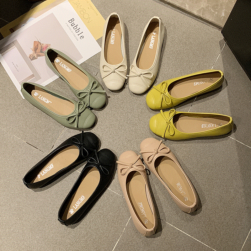 High quality  Autumn Soft Bow Women Flats Loafers Casual Shoes Woman PU Slip on Ladies Ballet Flats Women Shoes