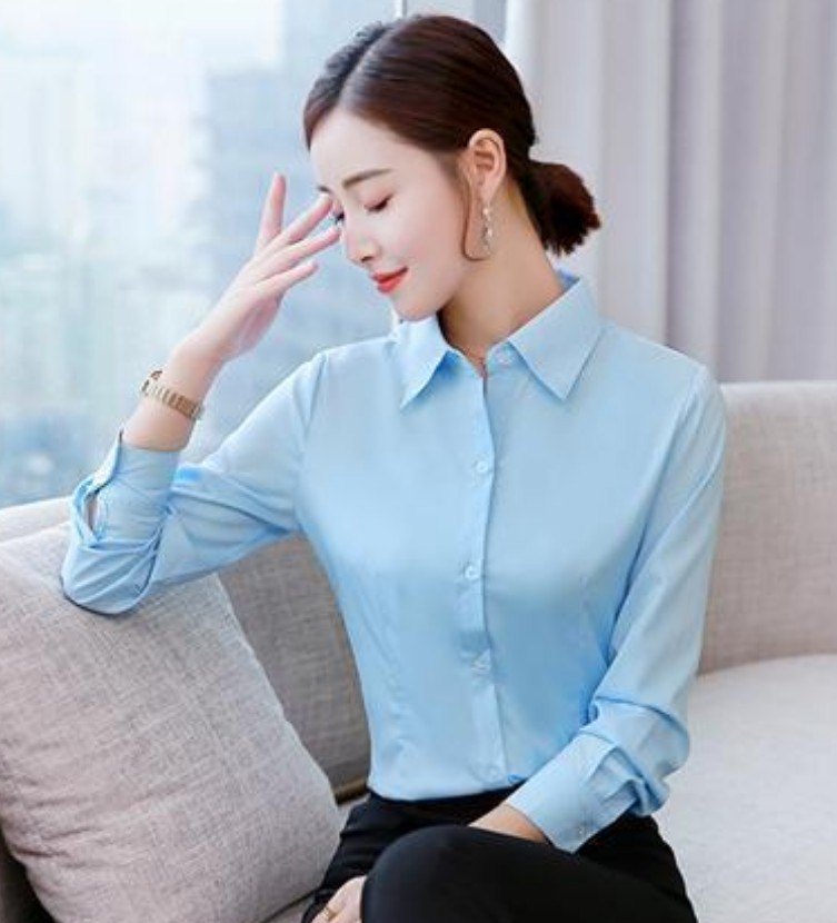 High quality Summer Chiffon Blouse Women Shirts Long Sleeve Turn Down Collar Ladies Shirt