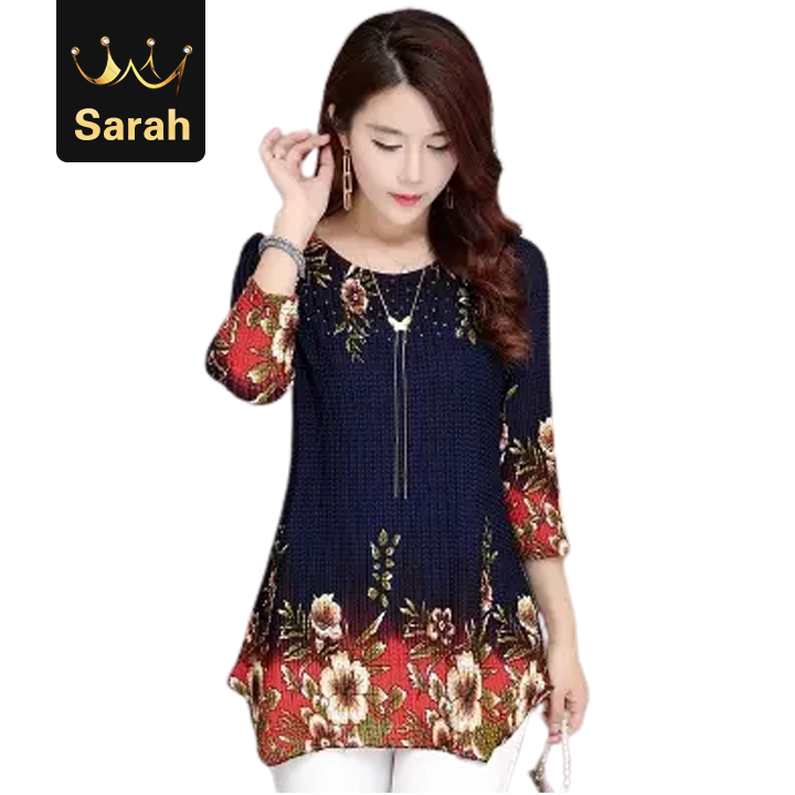 High quality Women blouses shirt Casual loose printed chiffon blouses plus size women tops