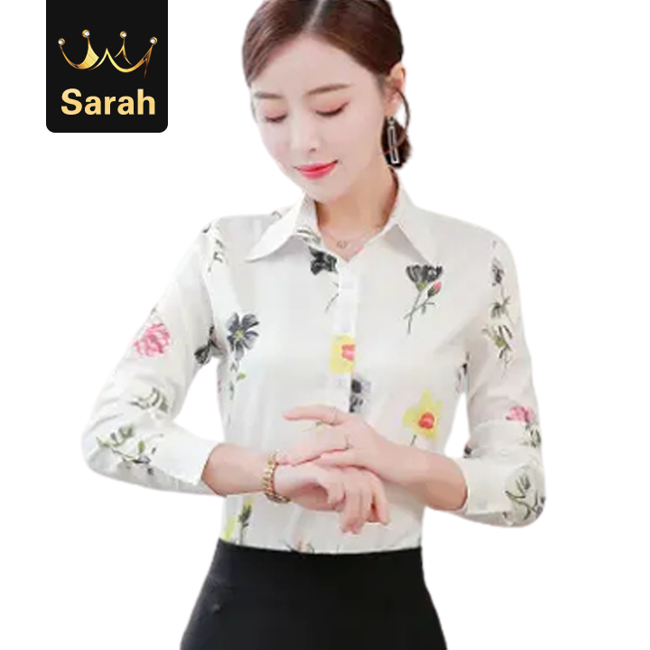 High quality floral print long sleeve blouse Korean version women shirt office formal clothes