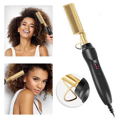 High quality 2 in 1 Hot Comb Straightener Electric Hair Curler Wet Dry Use Hair Flat Irons Hot Heating Comb