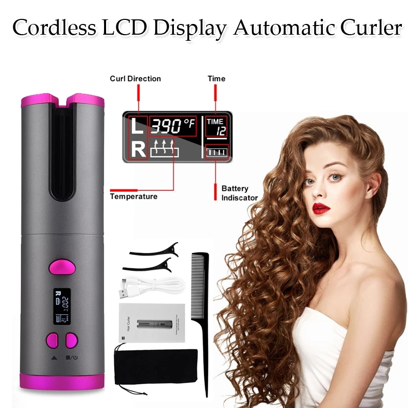 High quality Air Curler USB Cordless Automatic Hair Curler Auto Wireless Curler USB Rechargeable Hair Waver Tongs