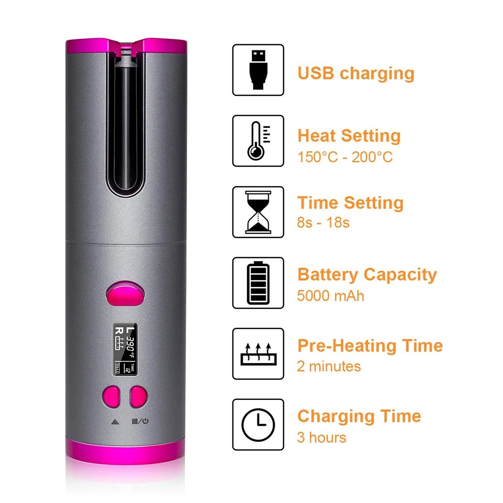 High quality Air Curler USB Cordless Automatic Hair Curler Auto Wireless Curler USB Rechargeable Hair Waver Tongs