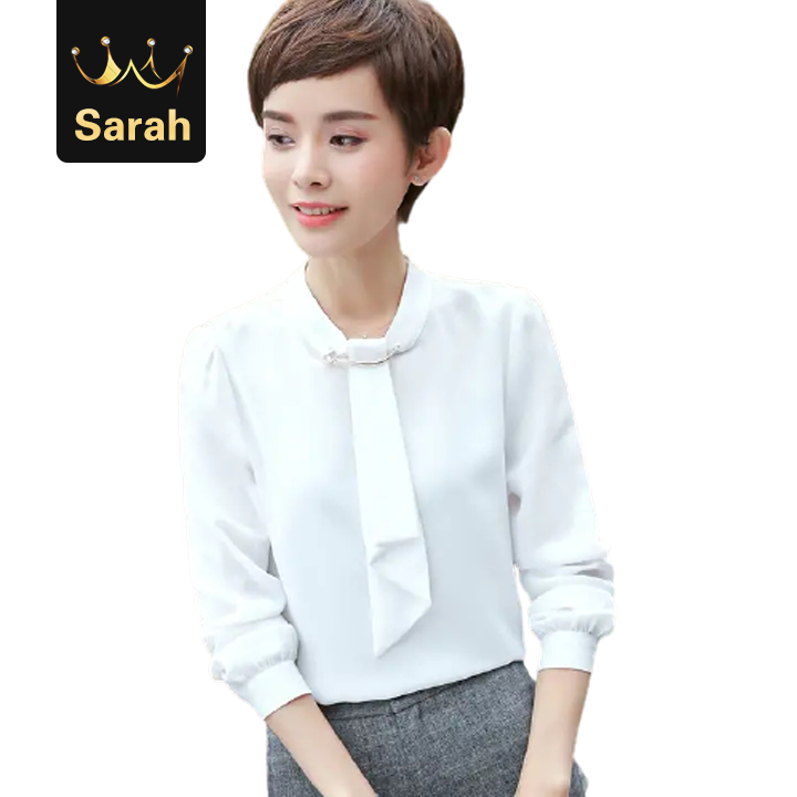 High quality Loose o-neck women formal blouse long sleeve elegant casual chiffon shirts ladies office work tops