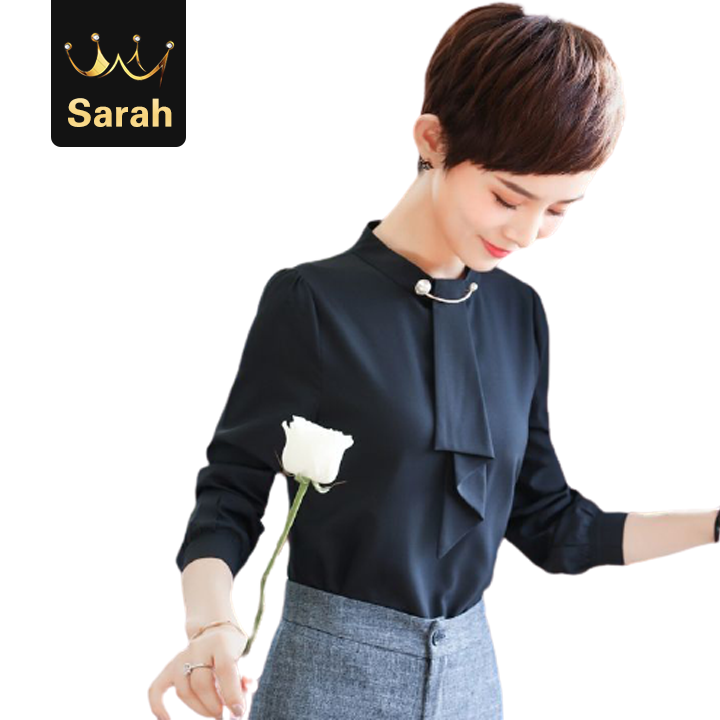 High quality Loose o-neck women formal blouse long sleeve elegant casual chiffon shirts ladies office work tops