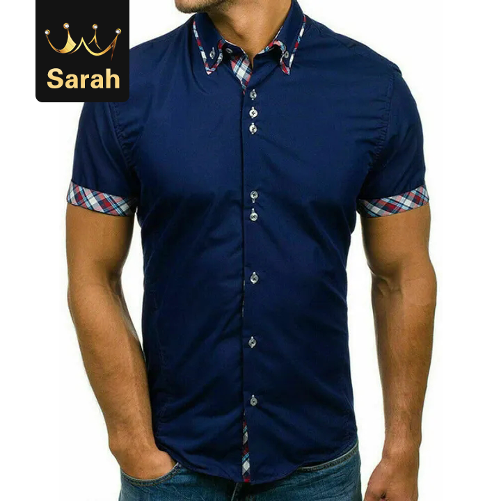 2021 High quality Men Short Sleeve Slim Fit Cotton Dress Shirts Men Black Office Formal Men Shirt Plus Size 3XL