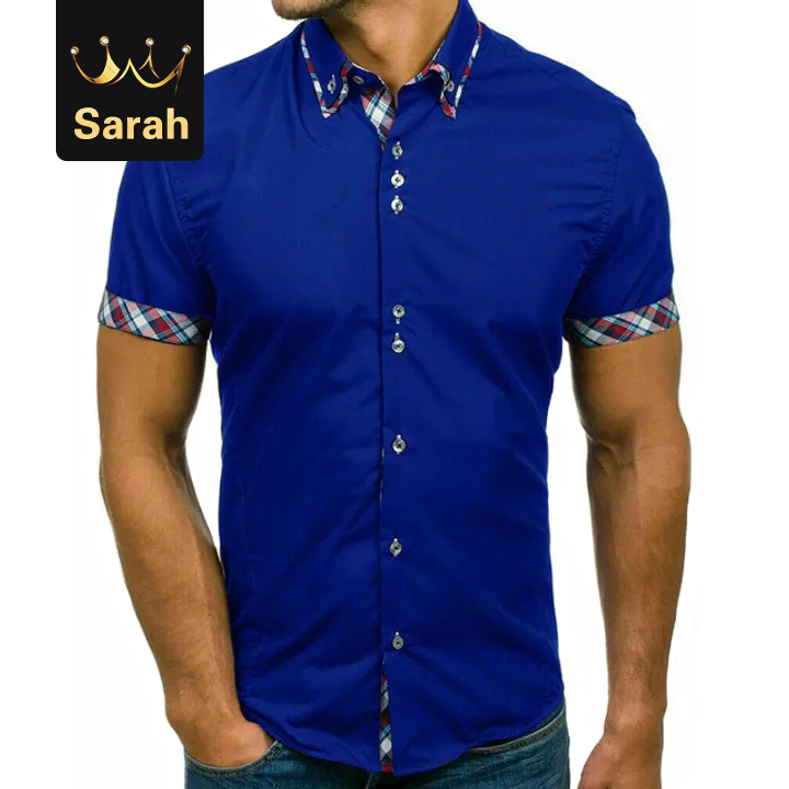 2021 High quality Men Short Sleeve Slim Fit Cotton Dress Shirts Men Black Office Formal Men Shirt Plus Size 3XL