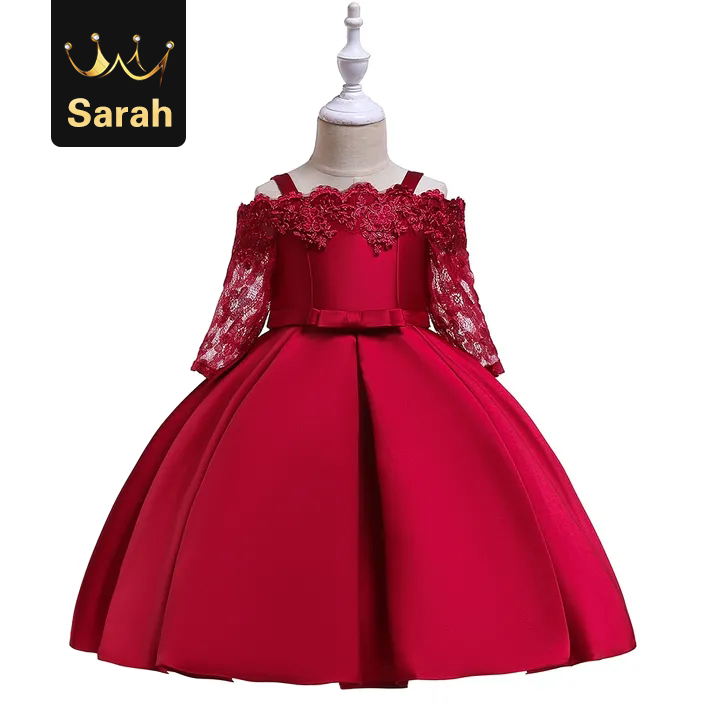 Mother&apos;s Day gift Girls Shoulderless Half Sleeve Gown Satin Elegent Lace Girls Pageant Dresses